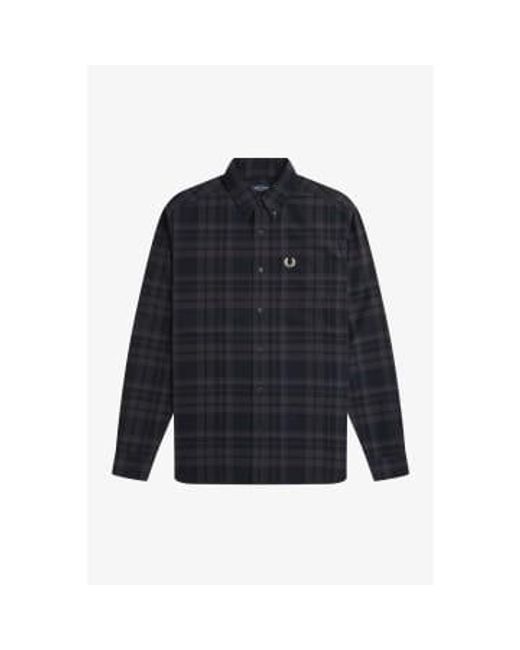 Fred Perry Blue M7775 Tonal Tartan Shirt /grey Medium for men