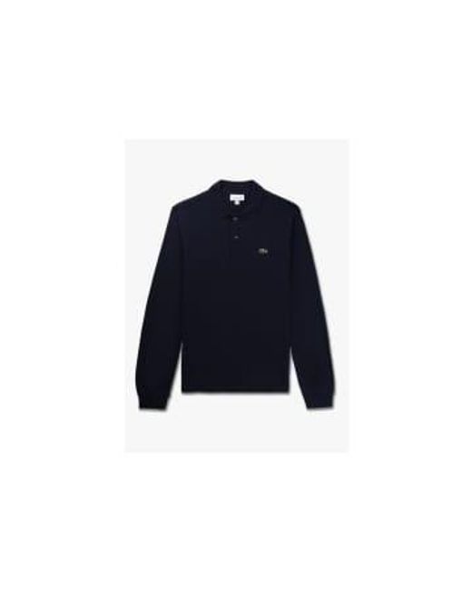 Lacoste Blue S Classic Pique Long Sleeve Polo Shirt for men