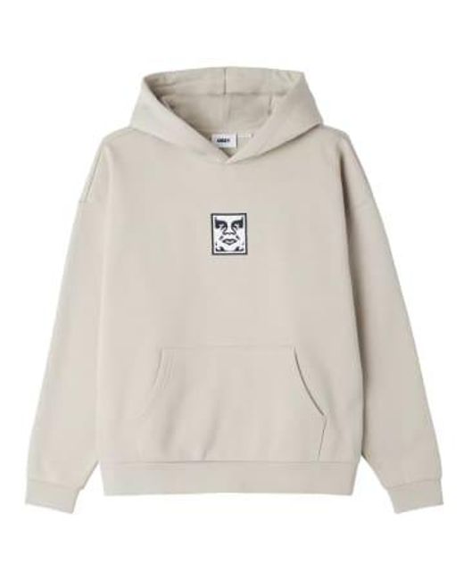 Obey White Icon Extra Heavy Hood Grey for men