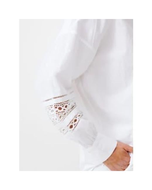 French Connection White Rhodes Embroidered Shirt