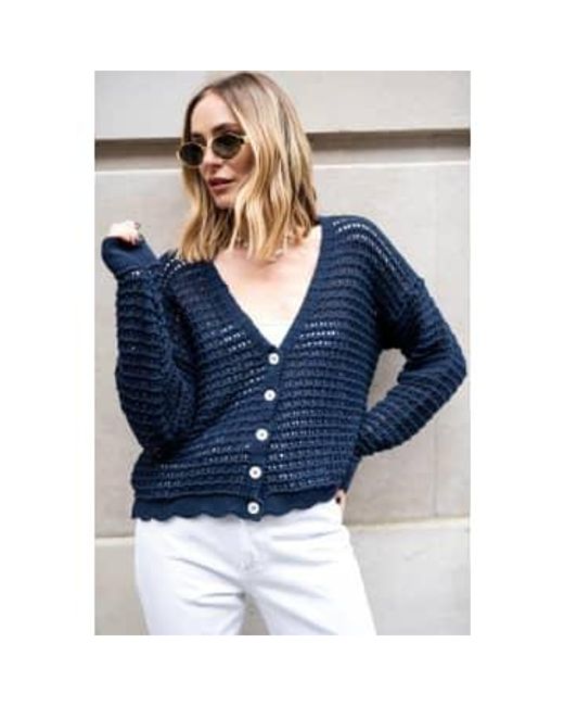 Libby Loves Blue Gia Crochet Cardigan Navy / Os