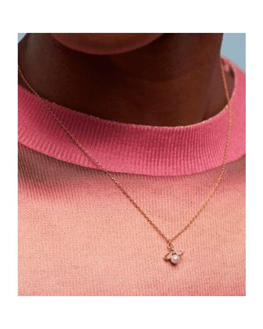 Estella Bartlett Metallic Pearl Bee Pendant Necklace Plated