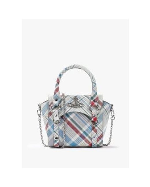 Womens Betty Mini Leather Tote Bag In Madras Check di Vivienne Westwood in Blue