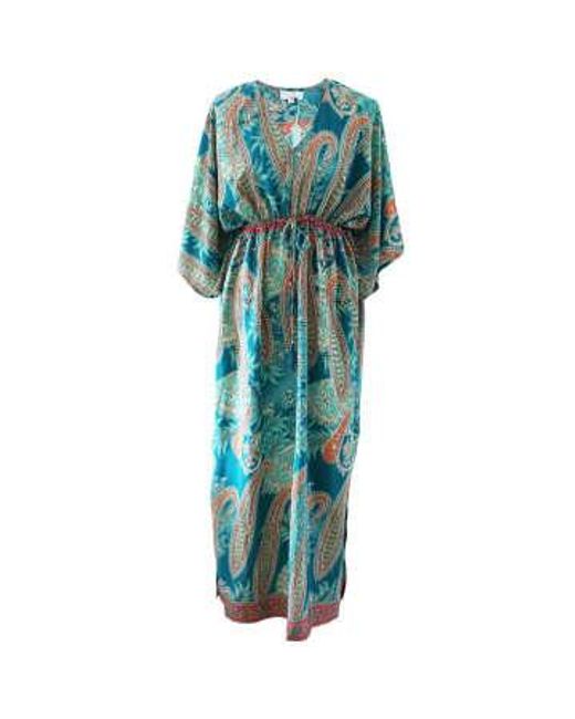 Powell Craft Green 'aspen' Turquoise Paisley Batwing Dress One Size