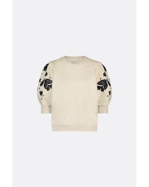 FABIENNE CHAPOT Natural Henriette Sweater- Oatmeal And Dark Embroidery