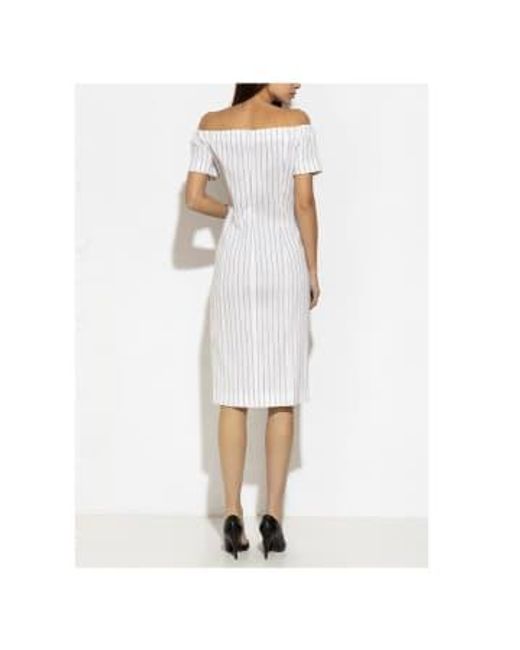 Marella White Stripped Linen Dress