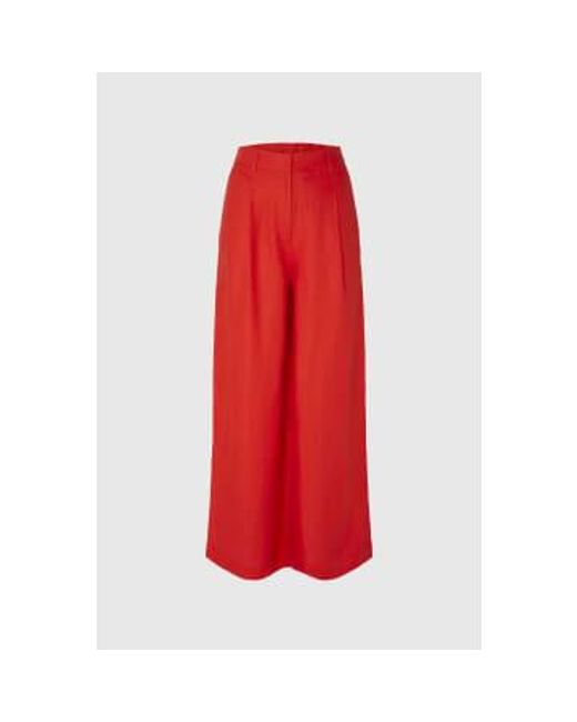 Flame Scarlet Lyra Wide Linen Pants di SELECTED in Red
