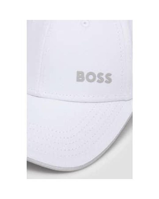 Boss Cap Bold Cotton Twill Cap With Printed Logo 50505834 100 di Boss in White da Uomo