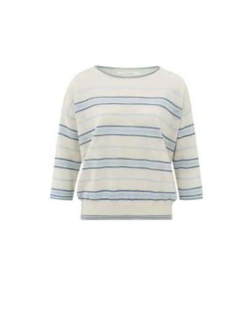 Striped Sweater With Boatneck And Rib Details Or Dessin di Yaya in Blue