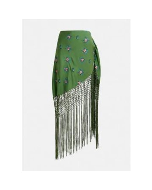 Fioretto Fringe Skirt di Essentiel Antwerp in Green