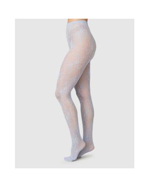 Rosa Lace Tights Or Dusty Blue di Swedish Stockings in Pink