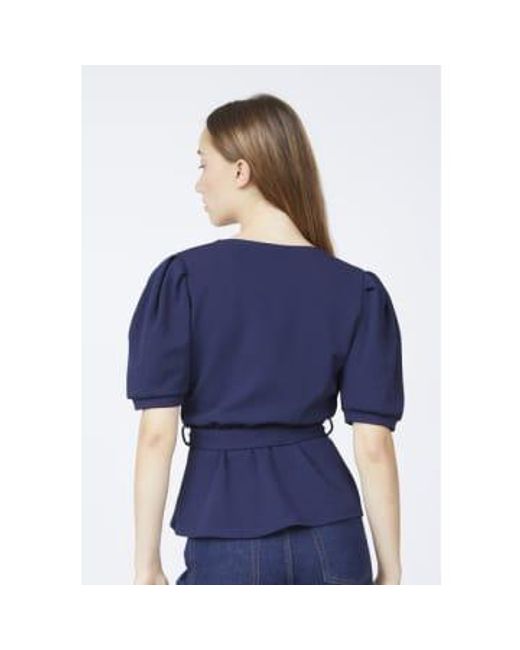 Sisters Point Blue Nasa Puff Sleeve Blouse