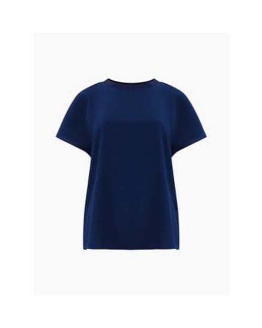 French Connection Blue Crepe Light Crew Neck Top