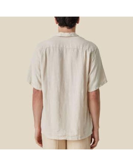 Coloque lino Collar Camisa manga corta Raw Portuguese Flannel de hombre de color Gray