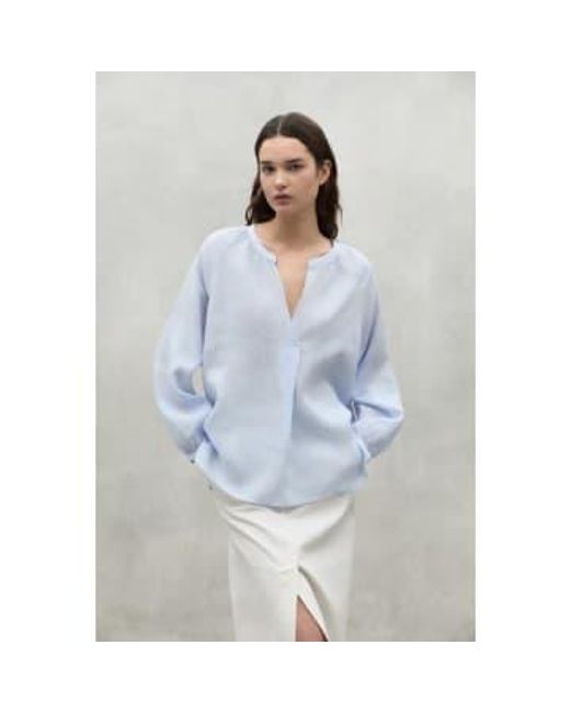 Ecoalf Blue Lia Striped Linen Shirt S