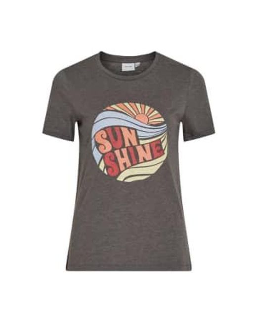 Vila Gray Sunshine Slogan T-shirt