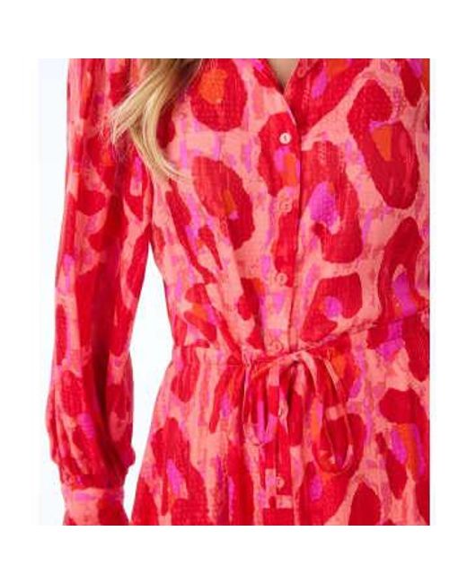 EsQualo Red Long Dress Fancy Leopard Print 36