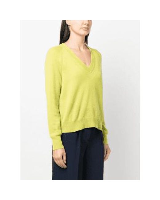 360cashmere Yellow Camille High-low V-neck Boxy Jumper Col: Lemonade, Size: S