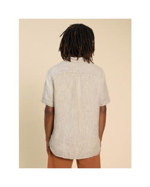 White Stuff Natural Pembroke Short Sleeved Linen Shirt Tan Multi S for men