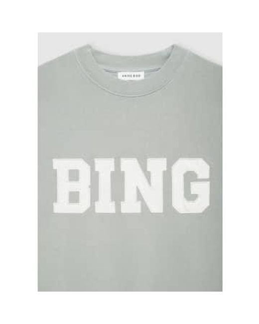 Tyler Sweatshirt Satin Bing Sage di Anine Bing in Gray