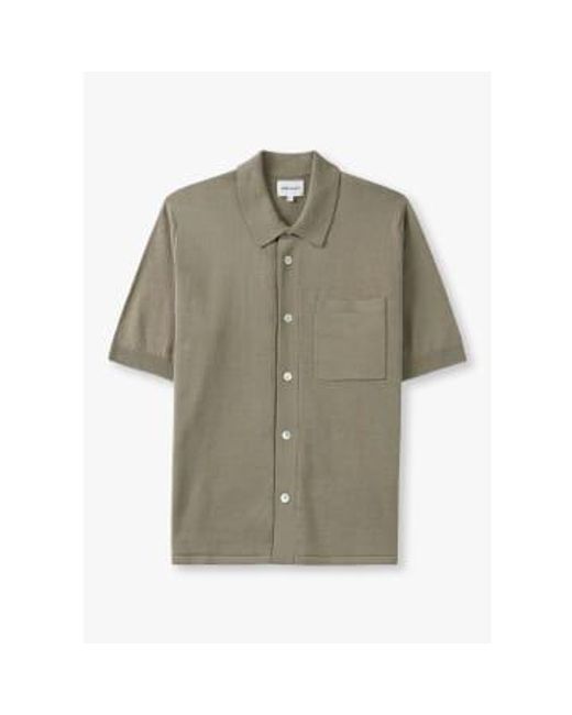 Norse Projects Green S Rollo Cotton Linen Short Sleeve Shirt for men