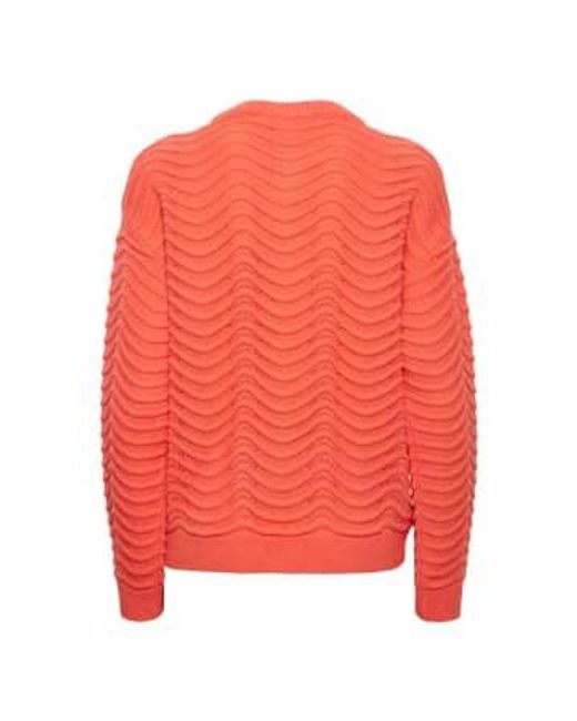 Ichi Red Ihagnete Long Sleeve Pullover Hot Coral Xl