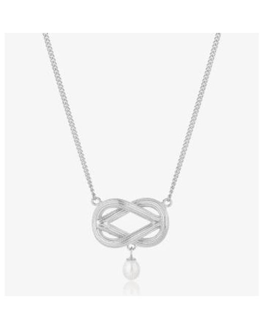 Claudia Bradby Metallic Love Knot Pearl Necklace