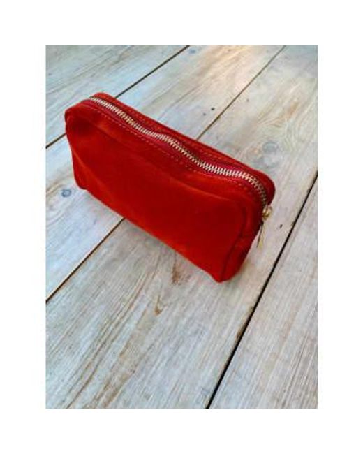 Marlon Red Anne Suede Cosmetic Bag / Os