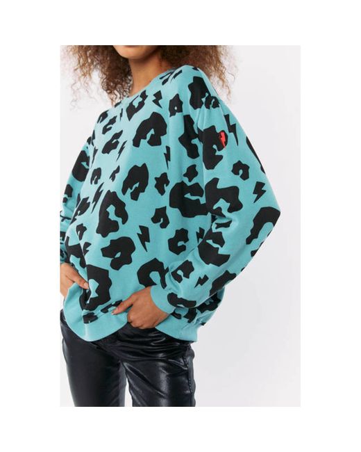 Scamp & Dude Blue : Khaki With Black Leopard Oversized Sweatshirt Adult 8
