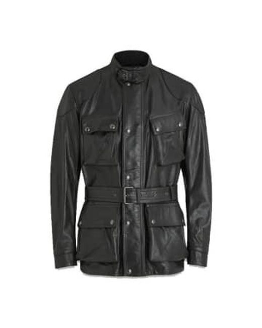 Belstaff Black Trialmaster Panther Leather Jacket 46 for men