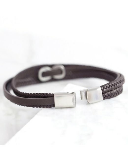 Lisa Angel Brown Leather Infinity Bracelet for Men | Lyst