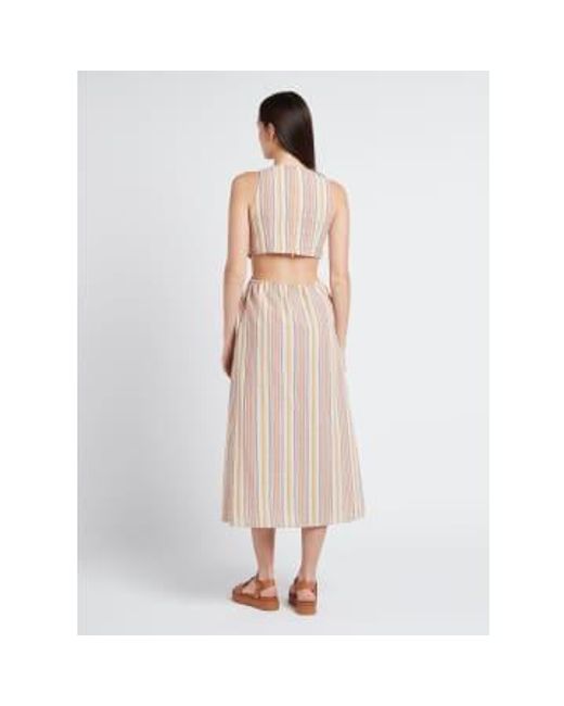 The Korner Natural Long Cross Dress With Cotton Stripes In L