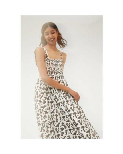 Compañía Fantástica White Long Dress With Coral Print 42c/40121 S