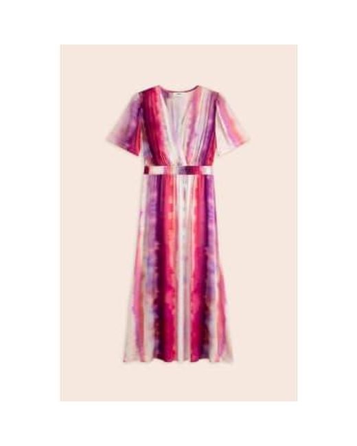 Suncoo Pink Carin -Krawatte und Farbstoff gedrucktes Midi -Kleid