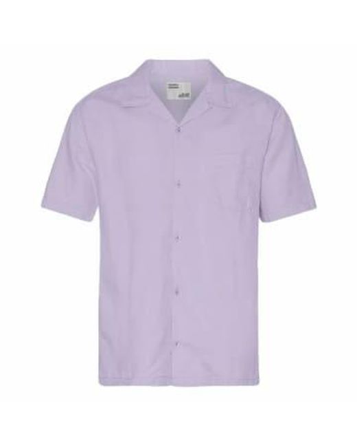 COLORFUL STANDARD Purple Short Sleeve Linen Shirt Soft Lavender / M for men
