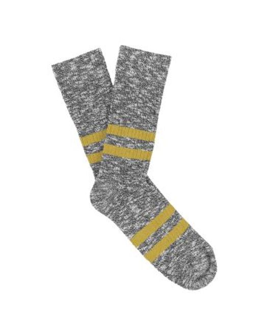 Escuyer Gray Melange Stripes Socks /khaki for men