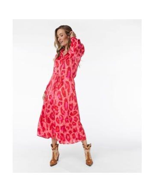 Impression léopard fantaisie robe longue EsQualo en coloris Red