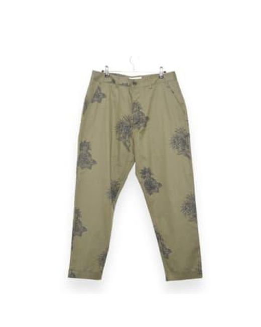 Universal Works Green Rb Chino Block Flower Twill P28019 for men