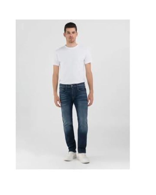 Replay Blue Anbass Slim Fit Hyperflex Jeans for men