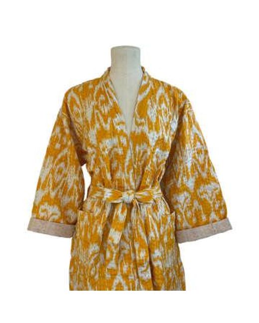 Behotribe  &  Nekewlam Yellow Robe Cotton Kantha Ikat Ocher