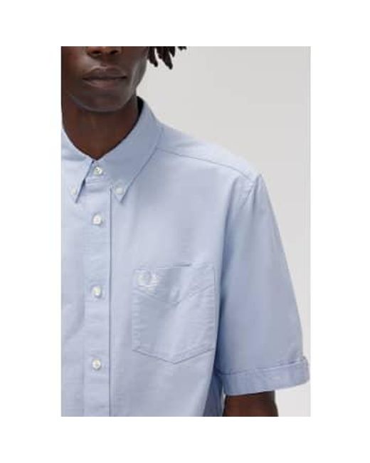 Mens Short Sleeve Oxford Shirt di Fred Perry in Blue da Uomo