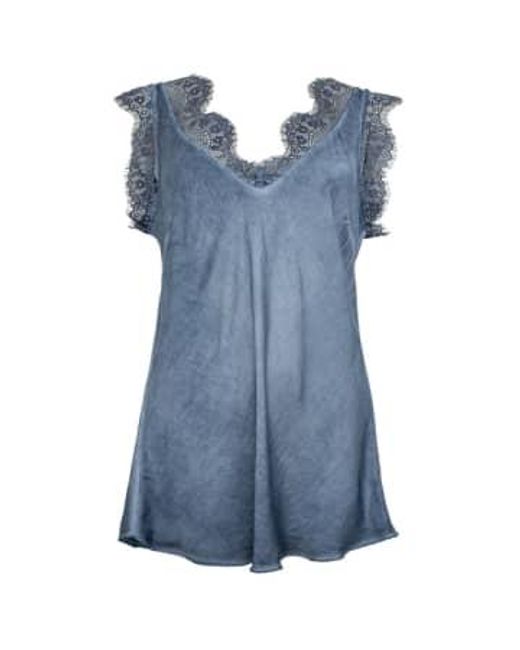 Costa Mani Blue Lace Capped Sleeve