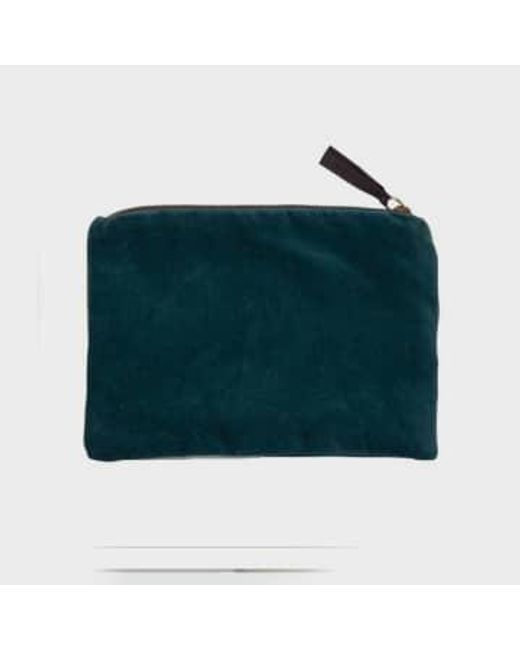 Clutch Cosmetic Bag Velvet Squares di Artebene in Green
