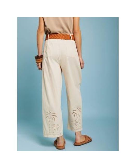 Palm Tree Embroidery Trousers di MEISÏE in Natural