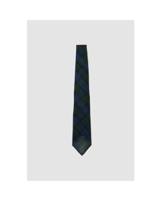 Drake's Handgerollte Krawatte aus fein gewebter Grenadine-Seide Blackwatch in Blue für Herren