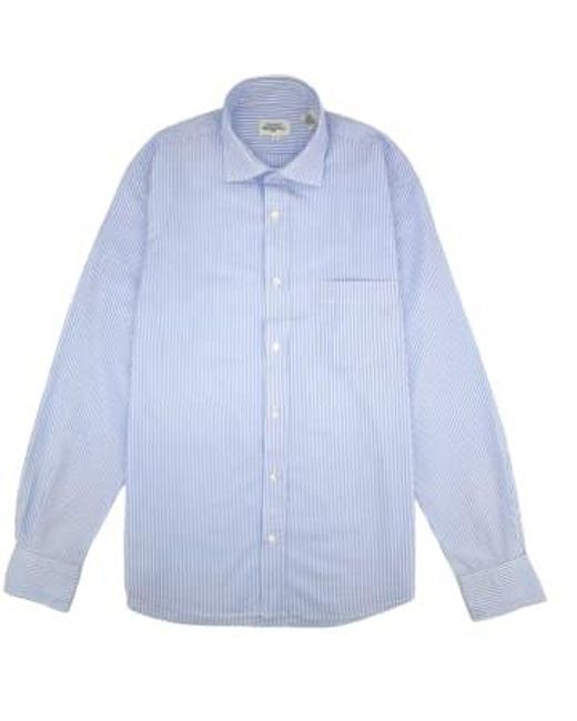 Hartford Blue Paul Stripes Shirt Man/white for men