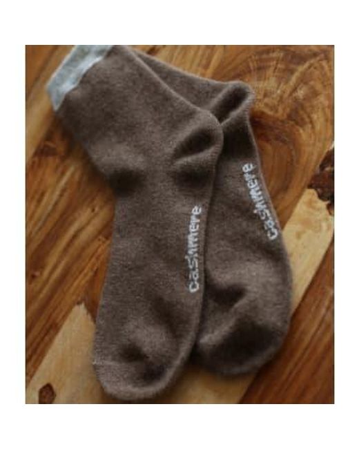 Cashmere Fashion Brown Engage Kashmir Socks L / Mit Grau