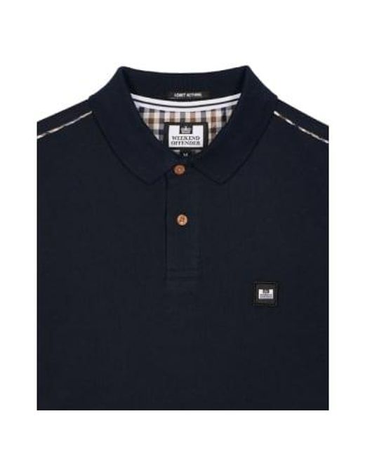 Weekend Offender Blue Sakai Polo With Nylon Check Piping for men