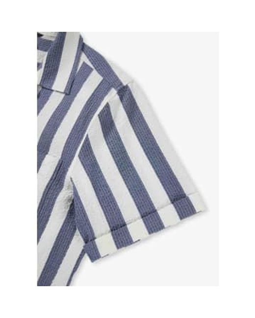 Oliver Sweeney Blue S Ravenshead Stripe Short Sleeve Shirt S for men