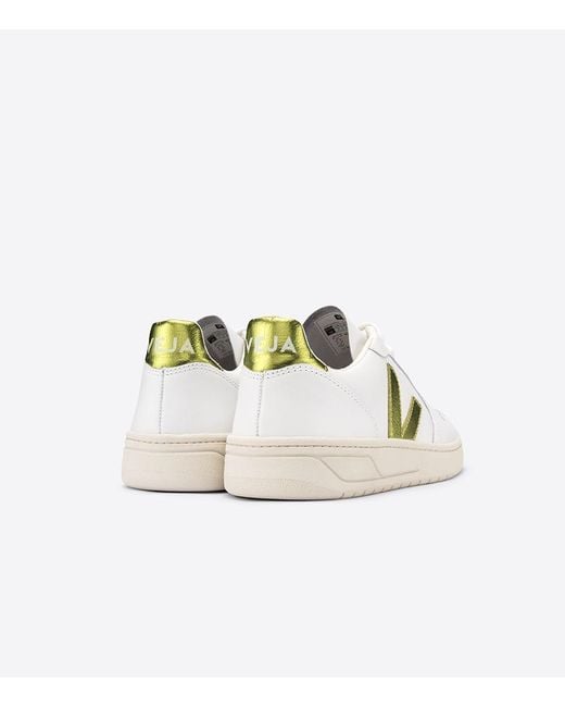 Veja Multicolor V 10 Leather Extra White Metallic Lime Sneakers